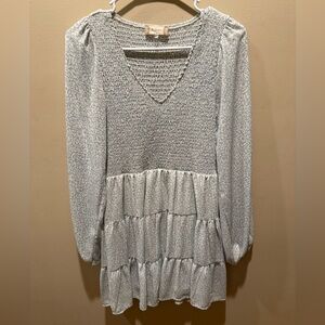 Altar’d State Long Sleeve Blue Floral Mini Dress Women’s Small